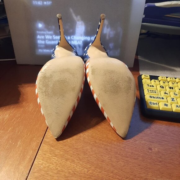 Reindee Lusion WMN Hight Stiletto Heels Pumps MultiColor Printed Closed Toe Sz 8 - Picture 6 of 6